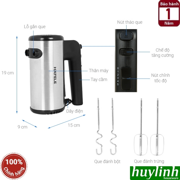 Máy đánh trứng cầm tay Hafele HH-B400A - 400W - 2 loại đầu đánh 2