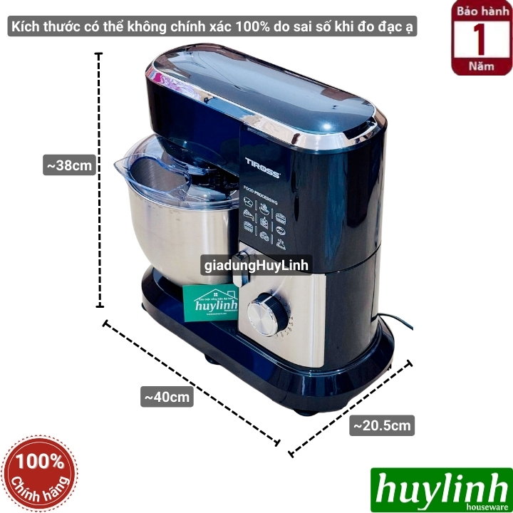 Máy đánh trứng trộn bột Tiross TS5401 - 6 lít - 1300W 3