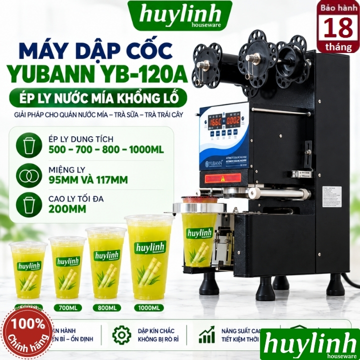 Máy dập nắp cốc khổng lồ tự động Yubann YB-120A - máy ép miệng ly 1 lít