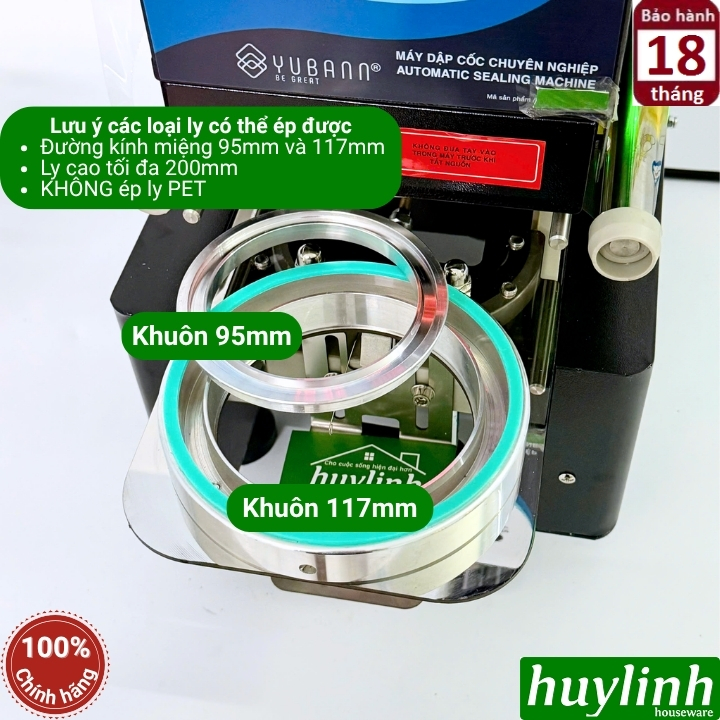 Máy dập nắp cốc khổng lồ tự động Yubann YB-120A - máy ép miệng ly 1 lít 5