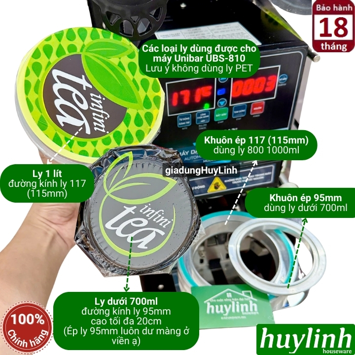 Máy dập nắp cốc tự động Unibar UBS-810 - Máy ép miệng ly 1000ml 3