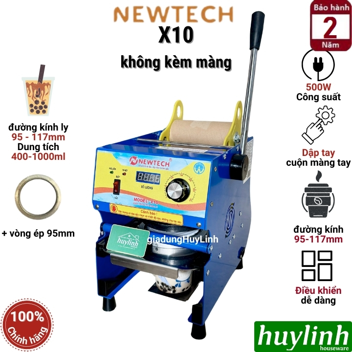 Máy ép miệng ly bằng tay NT-One X10 (Newtech) - Máy dập ly nước mía 1000ml