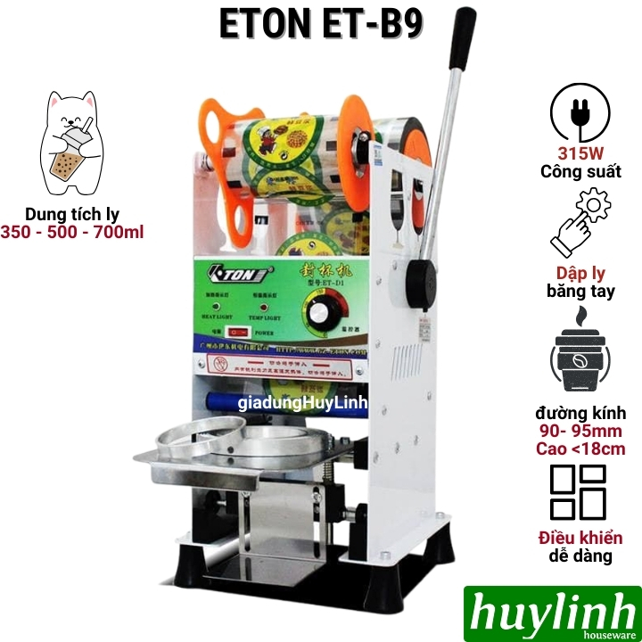 Máy dập ép miệng cốc ly bằng tay ETON ET-B9 - Tự động cuộn màng