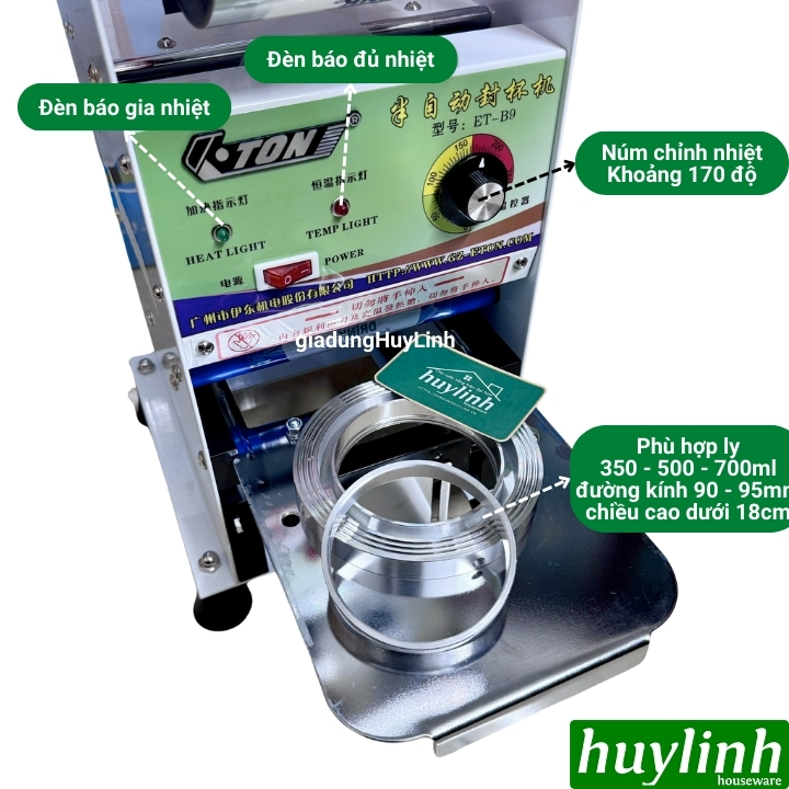 Máy dập ép miệng cốc ly bằng tay ETON ET-B9 - Tự động cuộn màng 3