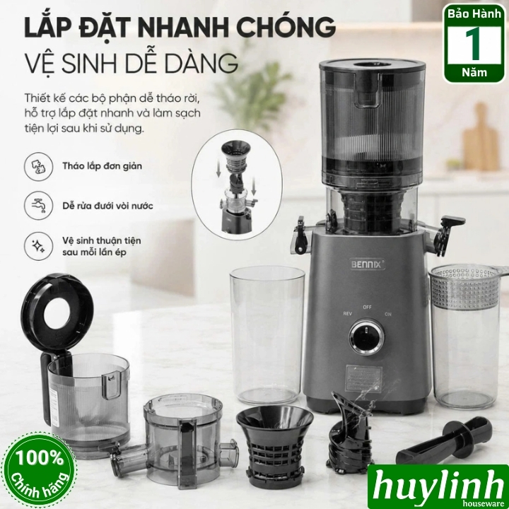 Máy ép chậm Bennix BN-033SJ - động cơ AC 150W - Miệng lớn 117mm 9