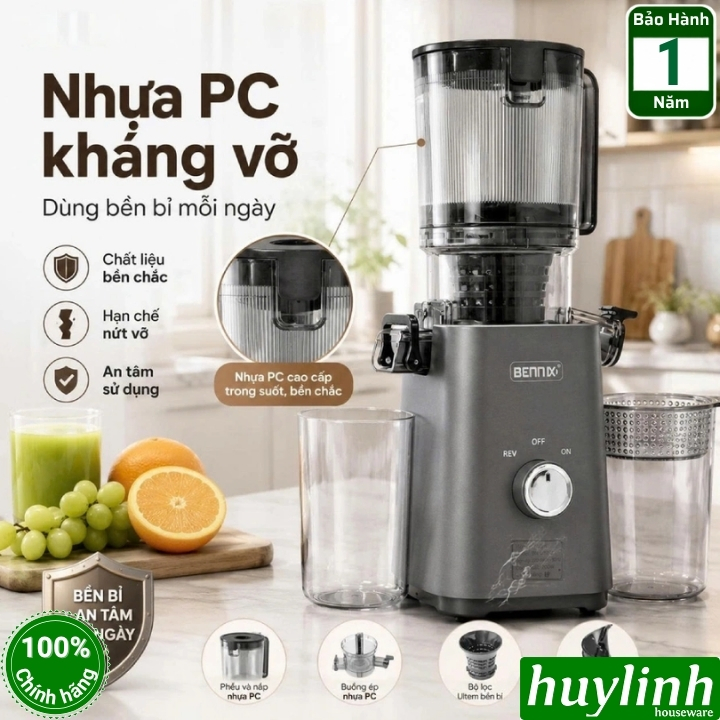 Máy ép chậm Bennix BN-033SJ - động cơ AC 150W - Miệng lớn 117mm