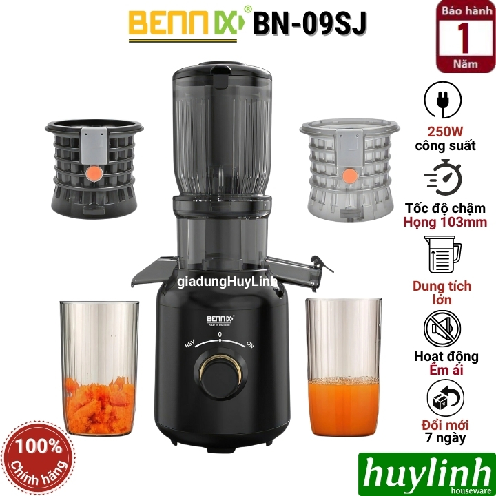 Máy ép chậm Bennix BN-09SJ - 250W - 2 lưới ép - họng lớn 103mm