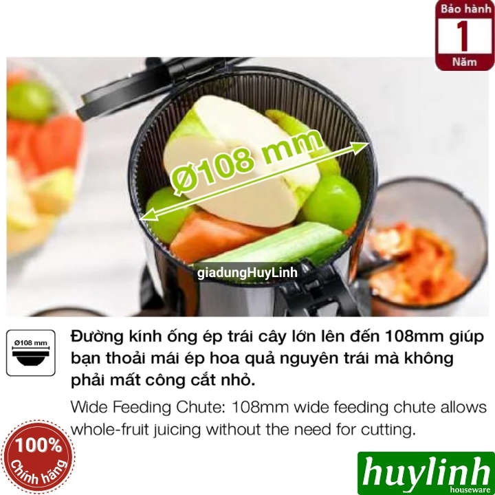 Máy ép trái cây chậm Hafele HS-J108SG - 200W - Họng ép 10cm 2