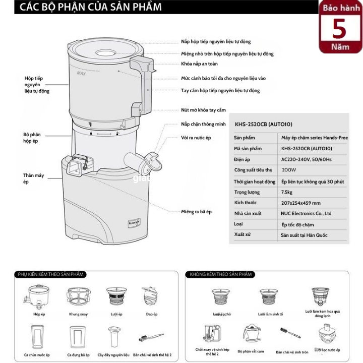 Máy ép chậm Kuvings KHS-2520CB 3