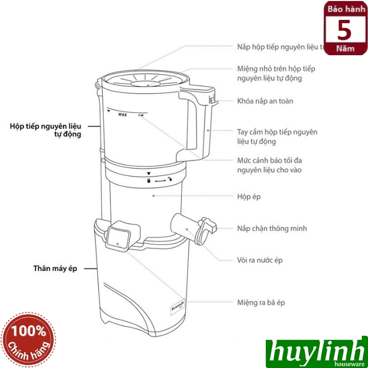 Máy ép trái cây chậm Kuvings KHS-860SB - dòng rảnh tay - họng ép 14.3cm - Made in Hàn Quốc 3