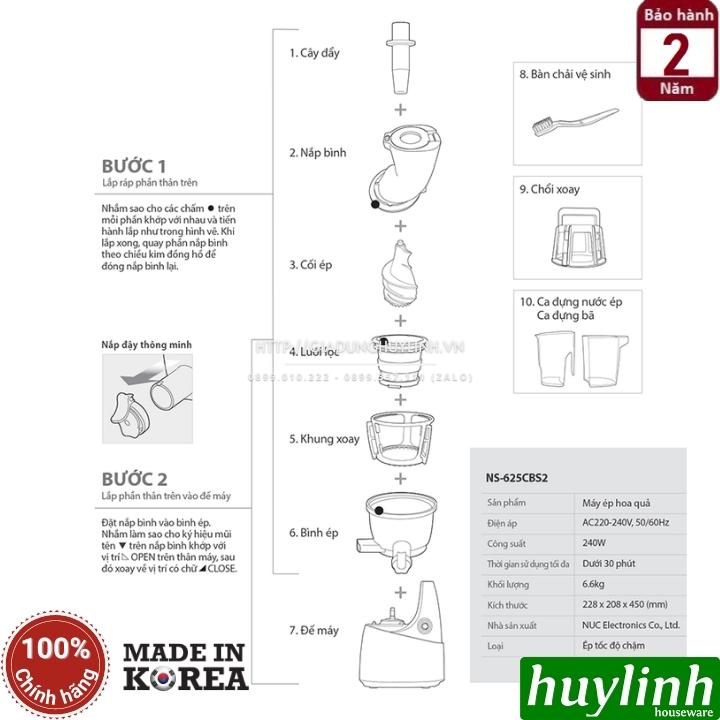 Máy ép trái cây tốc độ chậm Kuvings NS-625CBS2 - Hàn Quốc 2