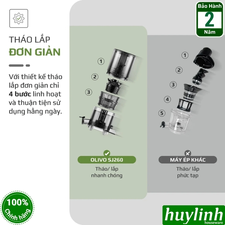 Máy ép trái cây chậm Olivo SJ260 - 200W - Họng lớn 12cm 8