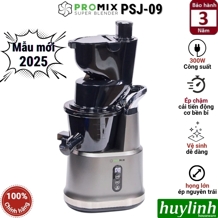 Máy ép trái cây chậm Promix PSJ-09 - 300W - mẫu mới 2025 - phù hợp kinh doanh và gia đình