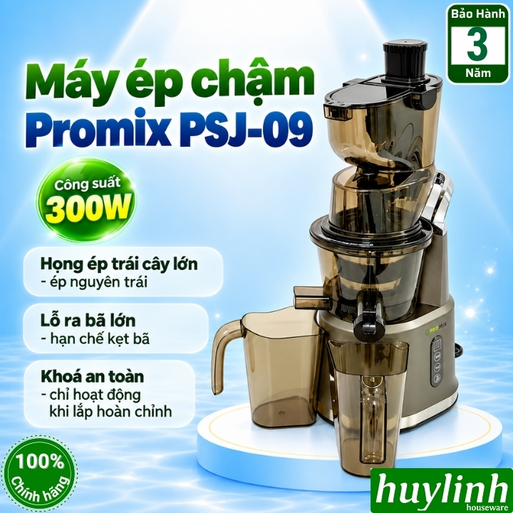 Máy ép trái cây chậm Promix PSJ-09 - 300W - mẫu mới 2025 - phù hợp kinh doanh và gia đình