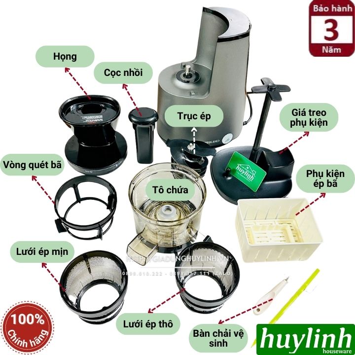 Máy ép trái cây Chậm Uniblend E250 - 250W - phù hợp cho quán kinh doanh và gia đình 3