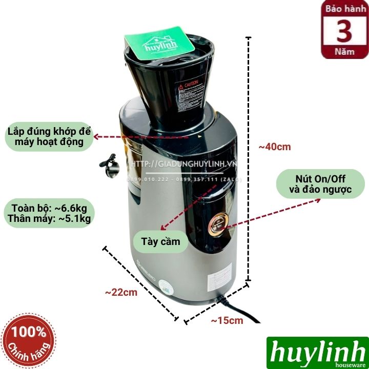 Máy ép trái cây Chậm Uniblend E250 - 250W - phù hợp cho quán kinh doanh và gia đình 4