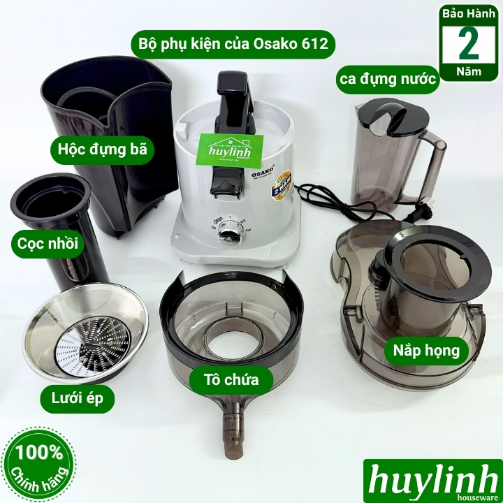 (2 lưới ép) Máy ép trái cây nhanh Osako EP-612 - công suất 1000W - cải tiến có chổi vệ sinh lưới 2