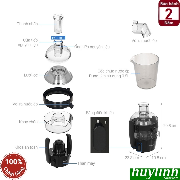 Máy ép trái cây nhanh Philips HR1832 - 500W - phù hợp gia đình và quán nước ép nhỏ 2