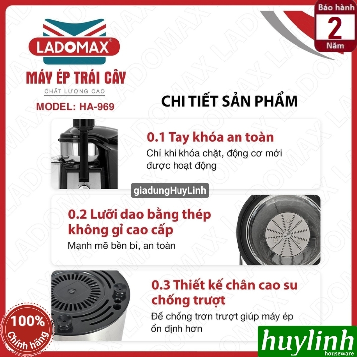Máy ép trái cây nhanh Ladomax HA-969 - 1860W