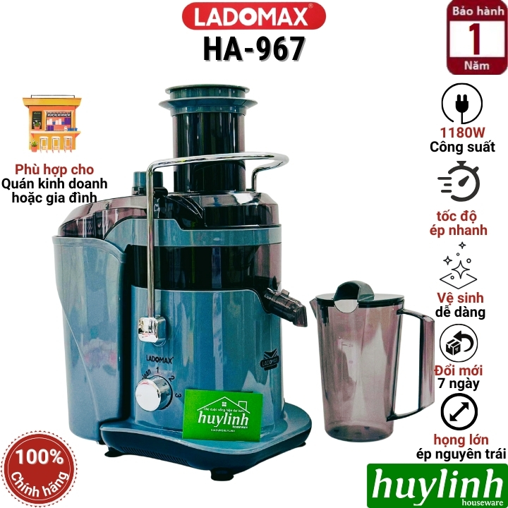 Máy ép trái cây Nhanh Ladomax HA-967 - 1180W - mẫu mới có tự động làm sạch lưới
