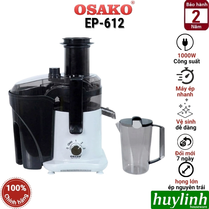 Máy ép trái cây nhanh Osako EP-612 - công suất 1000W - cải tiến có chổi vệ sinh lưới
