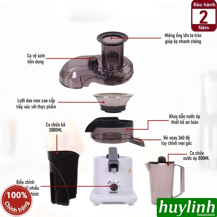 Máy ép trái cây nhanh Osako EP-612 - công suất 1000W - cải tiến có chổi vệ sinh lưới 2