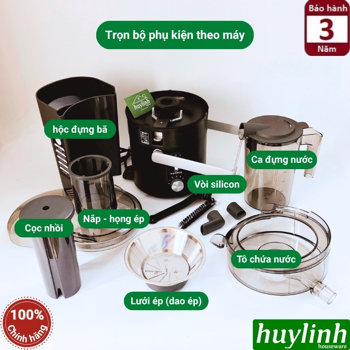 Máy ép nhanh thế hệ mới Promix PFJ-1250 - 1250W - Động cơ êm và bền bỉ - Lưới ép 3 tầng lọc 3
