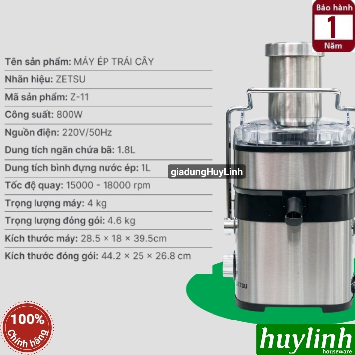 Máy ép trái cây nhanh Zetsu Z-11 - 800W 7