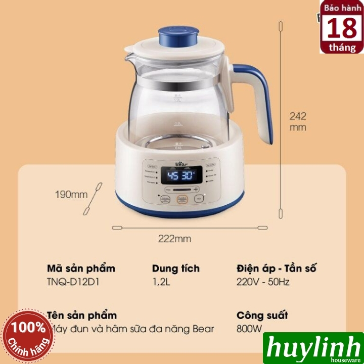 Máy đun nước - hâm sữa cho bé Bear TNQ-D12D1 - 1.2 lít - Tiếng Việt 5