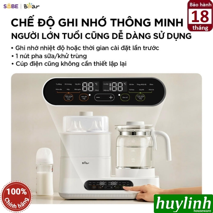 Máy hâm sữa tiệt trùng đun nước đa năng Bear WW-5H12V78 - 1.3 lít 2