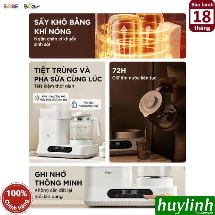 Máy hâm sữa tiệt trùng đun nước đa năng Bear WW-5H12V78 - 1.3 lít 5
