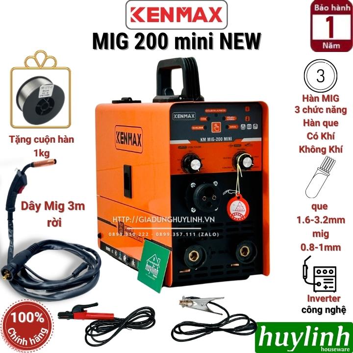 Máy hàn 3 chức năng Kenmax MIG 200 mini NEW - Tặng kèm 1 cuộn dây 1kg - Dây MIG rời 3 mét