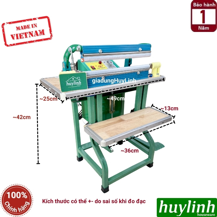 Máy hàn miệng túi đạp chân Tân Thanh M2-300mm chân lùn - dây ép 10m - bàn viền nhôm 2