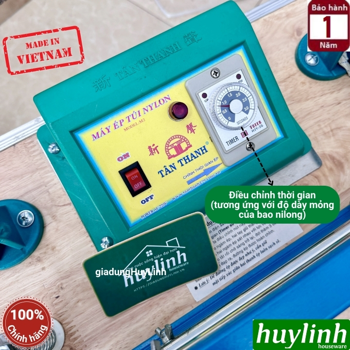 Máy hàn miệng túi đạp chân Tân Thanh M2-300mm chân lùn - dây ép 10m - bàn viền nhôm 5
