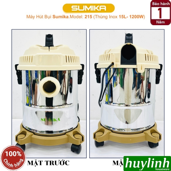 Máy hút bụi 3 chức năng Sumika 215 - 15 lít - 1200W - Hút bụi khô - ướt và thổi bụi 4
