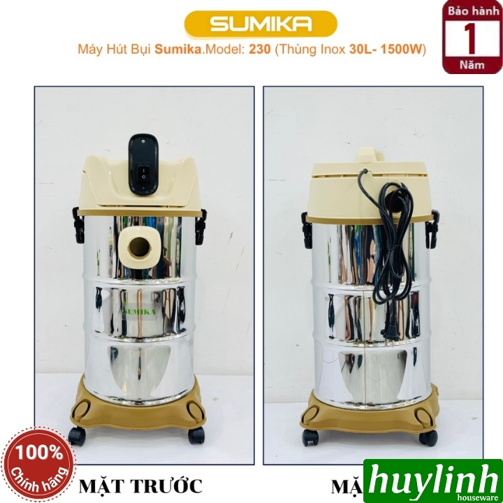 Máy hút bụi 3 chức năng Sumika 230 - 30 lít - 1500W - Hút bụi khô - ướt và thổi bụi 5