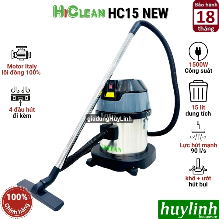 Máy hút bụi công nghiệp Hiclean HC15 new