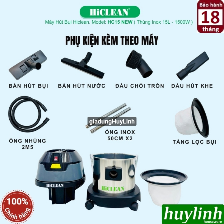 Máy hút bụi công nghiệp Hiclean HC15 new 3