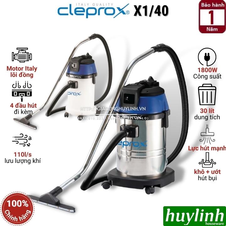 Máy hút bụi công nghiệp khô và ướt CleproX X1/40 - 40 lít - 1800W - motor lõi đồng