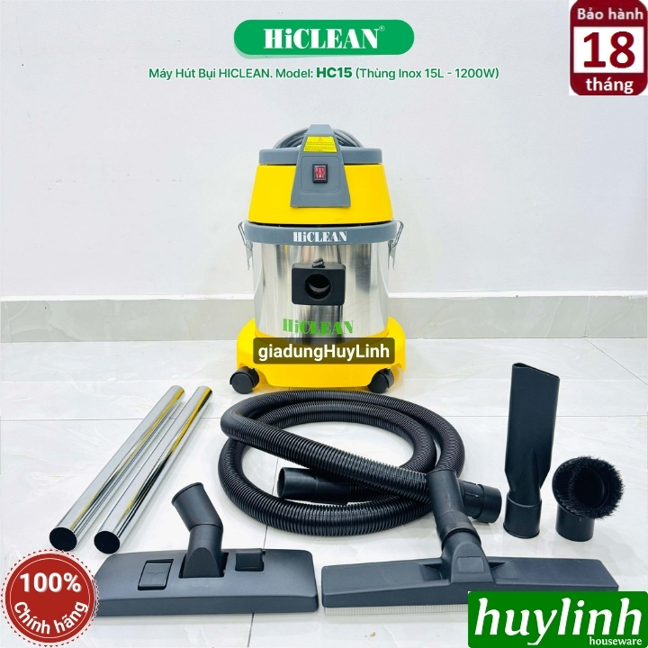 Máy hút bụi công nghiệp khô và ướt Hiclean HC15 - 15 lít - 1200W 2