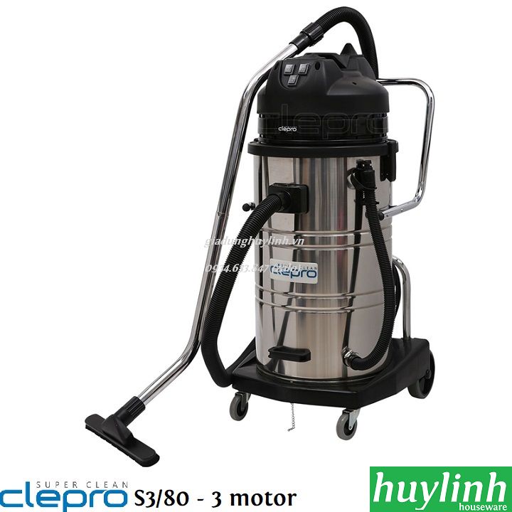 Máy hút bụi công nghiệp Clepro S3/80 - 3 motor - 80 lít