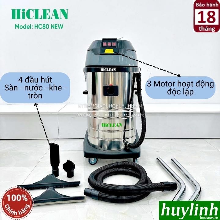 Máy hút bụi công nghiệp HiClean HC80 new 2020 - 80 lít - Công suất 4200W 2