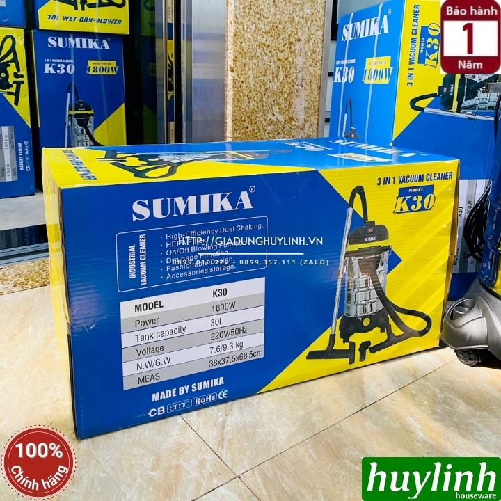 Máy hút bụi công nghiệp khô và ướt Sumika K30 - 30 lít - 1800W - Motor lõi đồng 4