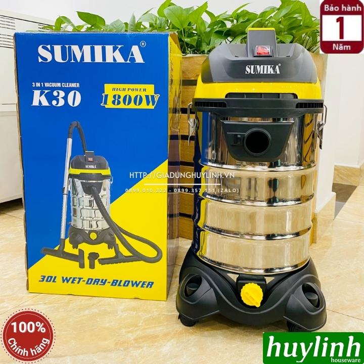 Máy hút bụi công nghiệp khô và ướt Sumika K30 - 30 lít - 1800W - Motor lõi đồng 5