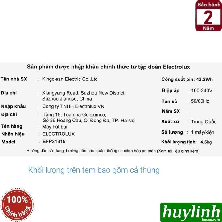 Máy hút bụi không dây dùng pin Electrolux EFP31315 - 2 trong 1 - pin 2000mAh 9