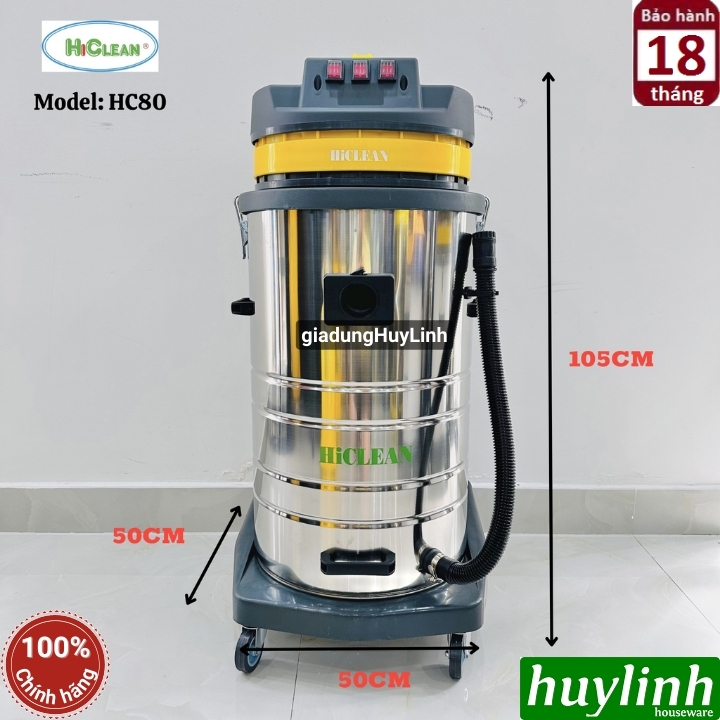 Máy hút bụi công nghiệp Hiclean HC80 - 80 lít - 3600W