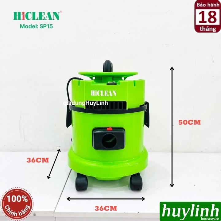 Máy hút bụi Khô và Ướt HiClean SP15 - 15 lít - 1500W - Thùng nhựa 2