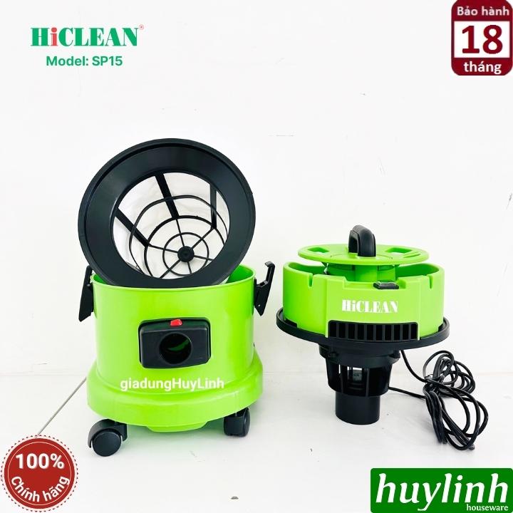 Máy hút bụi Khô và Ướt HiClean SP15 - 15 lít - 1500W - Thùng nhựa 3