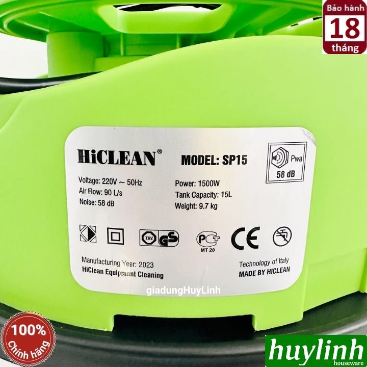 Máy hút bụi Khô và Ướt HiClean SP15 - 15 lít - 1500W - Thùng nhựa 5