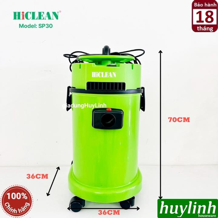 Máy hút bụi Khô và Ướt HiClean SP30 - 30 lít - 1500W - Thùng nhựa 2